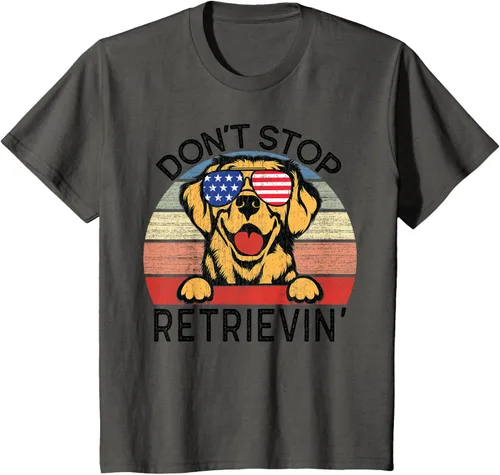 Vista 25 de Golden Retriever Dog Don't Stop Retrievin' Camiseta, Gris