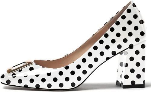 Vista 2 de WAYDERNS Zapatos de tacón alto con puntera cuadrada para mujer, de 3 pulgadas