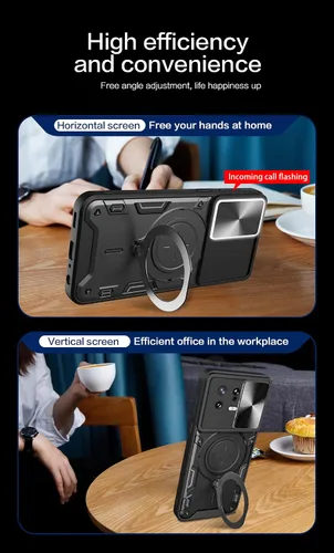 Vista 4 de Compatible con Xiaomi Redmi A1, carcasa magnética de montaje en automóvil compatible con Redmi A2 4G Kickstand con lente deslizante cubierta Bai