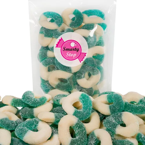 Vista 2 de Smarty Stop Gummy Ring Candy - Gomitas comestibles masticables con sabor a fruta (frambuesa azul, 1 libra (paquete de 1))