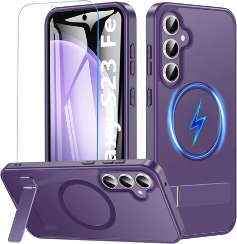 Vista 20 de OWKEY Funda magnética para Samsung Galaxy A15 5G con protector de pantalla y soporte, funda magnética para protección de grado militar Magsafe a