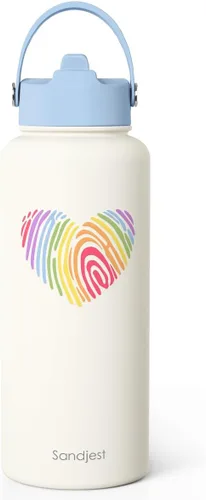 Vista 28 de Regalo de repostería para mujeres, botella de agua de acero inoxidable de 32 oz con tapa y popote, botellas aisladas estéticas de dulces, regalos