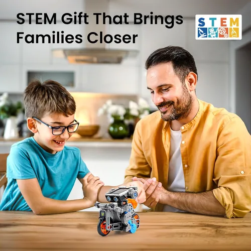 Vista 2 de Sillbird Kit de robot de construcción solar 15 en 1, regalo STEM para niños Gris-naranja