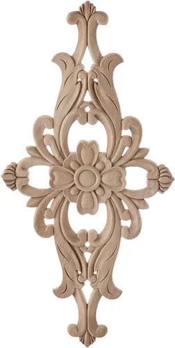 Vista 7 de Apliques de madera tallada en madera tallada calcomanía sin pintar muebles cama puerta gabinete decoración (01,12x9cm/4.72x3.54inch)