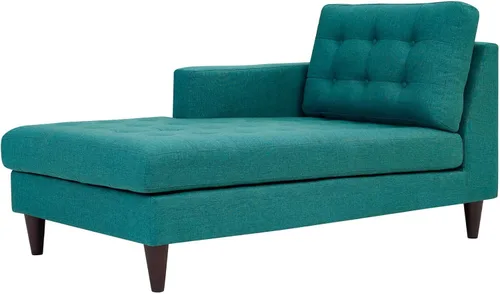 Vista 51 de Sofá esquinero Modway Empress, estilo de mediados de siglo, tapizado de tela en avena, Tela, Celeste