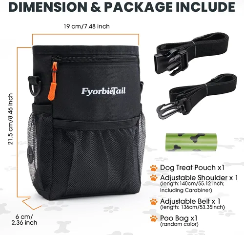 Vista 3 de Bolsa de golosinas para perros, bolsa de entrenamiento impermeable para perros de 4 tazas, manos libres, 3 formas de llevar, cierre magnético