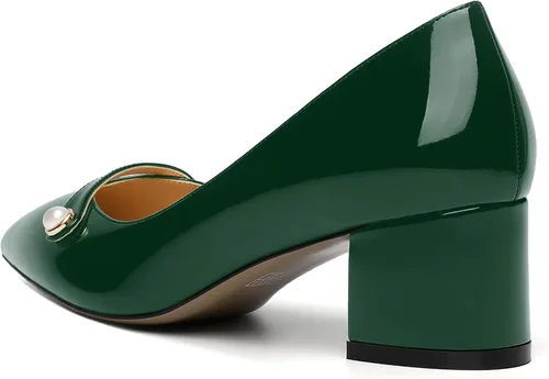 Vista 7 de ROSERWISH Vestido de fiesta para mujer, zapatos de tacón bajo grueso y puntiagudo, de 2 pulgadas