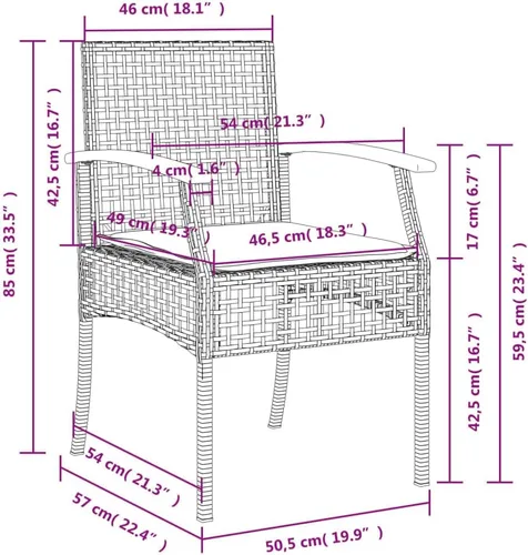 Vista 7 de 5-Piece Patio Dining Set Outdoor Furniture Grey Synthetic PE Rattan Modern Design for Garden, Balcony, and Porch
