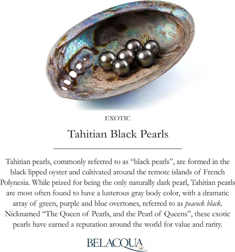Vista 6 de Juego de pendientes de collar de perlas negras de Tahití para mujer, Perla