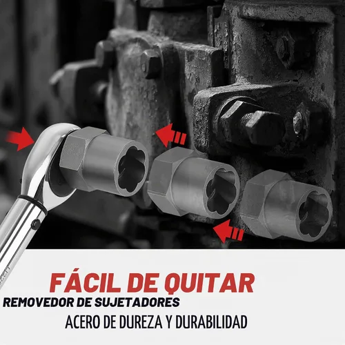 Vista 6 de Juego de 5 extractores de pernos de alta resistencia de 1/2 pies de fácil salida