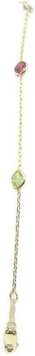 Vista 5 de Sophia Fine Jewelry Tobillera multicolor de 10 pulgadas, cadena de oro amarillo de 14 quilates con cierre de langosta, Gema
