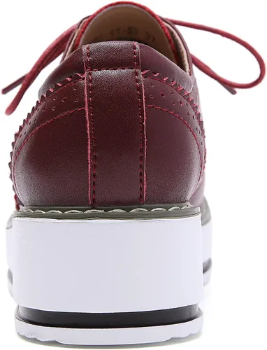 Vista 5 de DADAWEN - Zapatos con cintas tipo Oxford, con plataforma, para mujer, punta cuadrada
