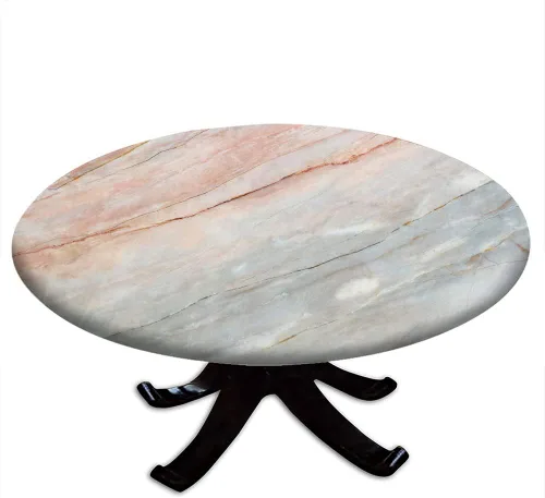Vista 20 de Mantel redondo ajustable de mármol, diseño regular de piedra nostálgica, borde elástico, impermeable y lavable, apto para mesa de 24 pulgadas