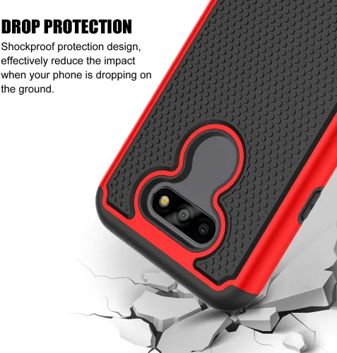 Vista 6 de Funda a prueba de golpes para LG Aristo 5 / Aristo 5+ / Fortune 3 / Risio 4 / Phoenix 5 / K8X / K31 / Tribute Monarch (5.7 pulgadas, 2020) [Rojo]