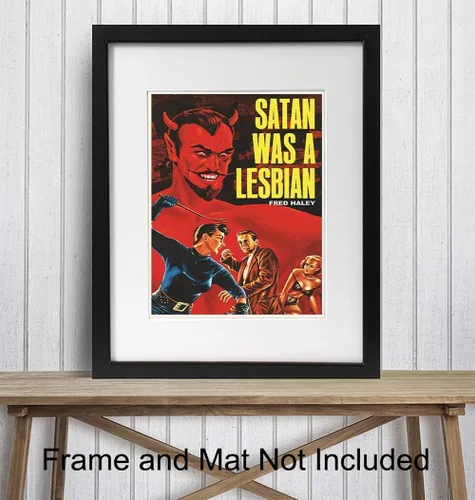 Vista 2 de Cartel de Satanás Era Una Lesbiana - Arte de Pared Vintage Retro de Película en Impresión - Regalos Lésbicos para Novia - Imagen Única y Genial
