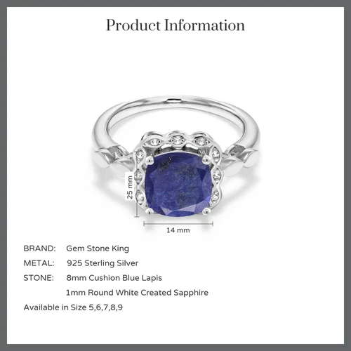 Vista 33 de Gem Stone King Anillo de compromiso de plata de ley 925 de 0.315 in con piedra natal y zafiro blanco creado Anillo de compromiso de boda