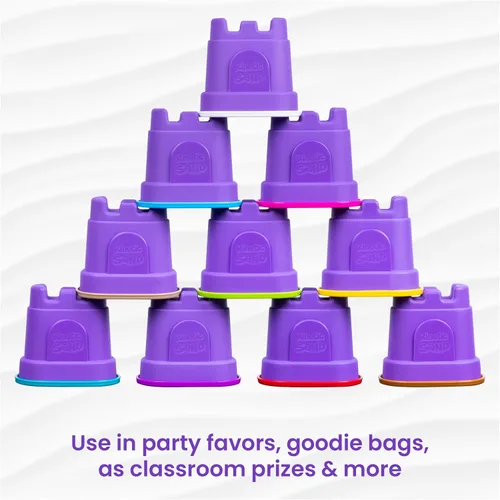 Vista 7 de Kinetic Sand, paquete de 10 contenedores de castillo de 10 colores de arena de juego para recuerdos de fiesta, bolsas de regalo, regalos