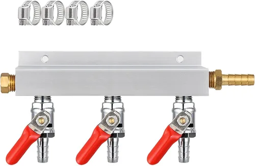 Vista 7 de MRbrew - Divisor de colector de gas CO2 de 2 vías, distribuidor de aluminio de púas de 5/16 pulgadas