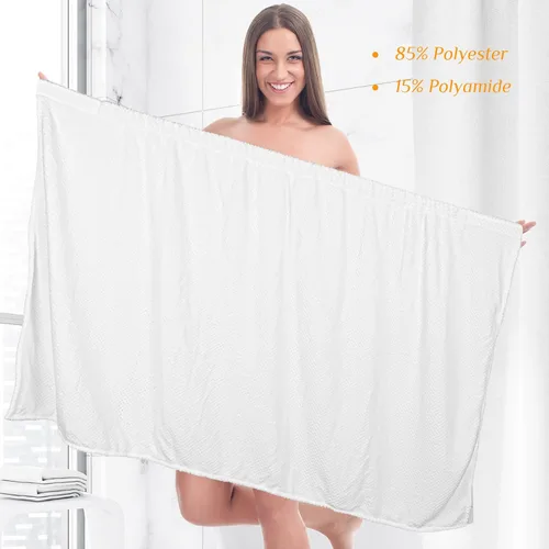 Vista 37 de 4 toallas envolventes para mujer, bata de spa con cierre ajustable, parte superior elástica, envoltura ligera para baño y ducha