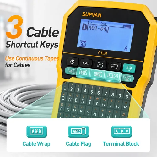 Vista 5 de SUPVAN Máquina etiquetadora con teclado y Bluetooth G15M con tubo