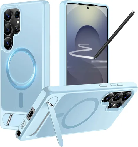 Vista 89 de Hualele - Funda magnética para Samsung Galaxy S24 Plus/S25 Plus con soporte de metal, [compatible con MagSafe]