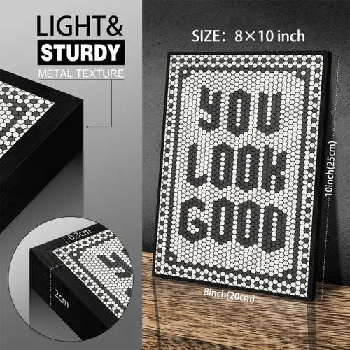 Vista 2 de Arte de pared con citas en blanco y negro minimalista moderno póster "You Look Good" de 08x10 pulgadas con marco negro impresiones en lienzo