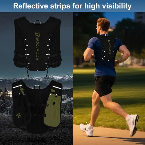 Vista 6 de BECOJADDE Chaleco de Hidratación Mochila para Correr para Hombres Mujeres, Mochila de Hidratación Ligera de 5L para Correr, Chaleco de Hidratación