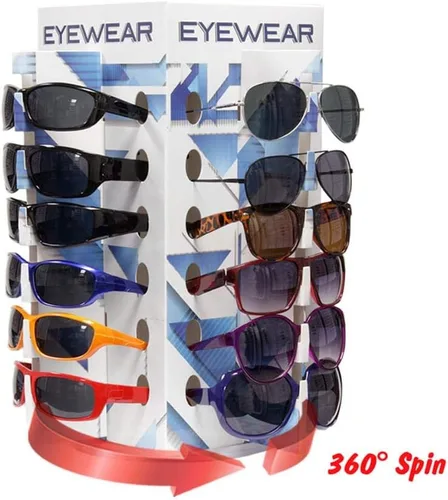 Vista 2 de Lote al por mayor de 48 gafas de sol en 4 paneles de pantalla de policarbonato UV400 unisex surtidos estilos y diseños, Multi