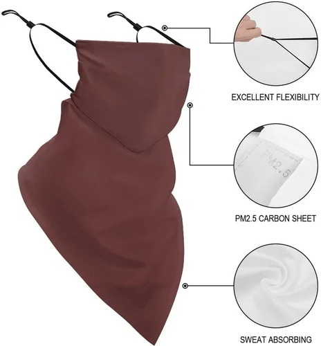 Vista 3 de Bufanda triangular reutilizable con cinta elástica para las orejas, protección solar UV
