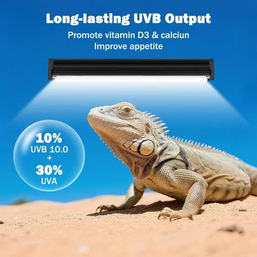 Vista 3 de Bombilla de reptil T5 10.0 UVB de 24 W, 22 pulgadas, paquete de 2