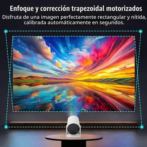 Vista 3 de LJYT Mini proyector, proyector portátil 1080P, compatible con 4K, WiFi 6, Android 11, 200 lúmenes ANSI, Keystone automático, Bluetooth 5.4, rotación