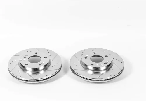 Vista 4 de Power Stop JBR1564XPR Par de rotores perforados y ranurados delanteros para Elantra, Elantra Coupe, Elantra GT, Kona, Veloster, Veloster, Venue