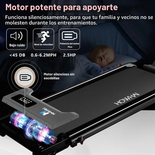 Vista 5 de Walking Pad, HOWHAI Incline Treadmill with Handle Bar, Under Desk 2 in 1 Brushless Portable Treadmills for Home with App, Bluetooth Music, Remote