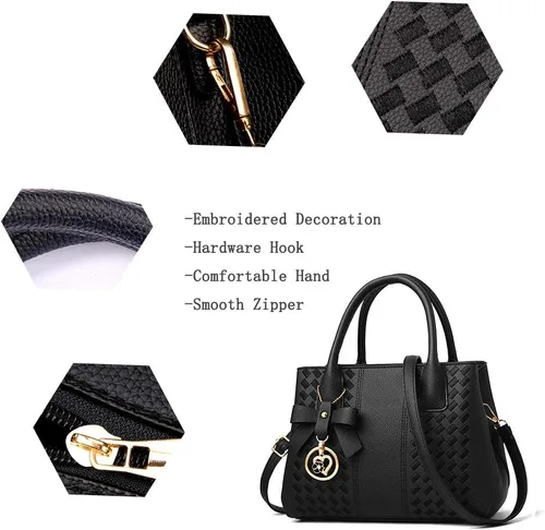 Vista 7 de Bolsos de mano para mujer de piel sintética de PU, bolso de hombro