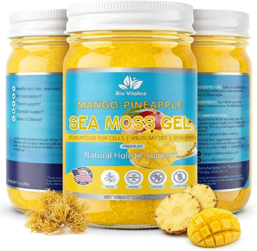 Vista 10 de BioVitalica - Gel de musgo marino irlandés crudo orgánico – Calidad premium – Dr. Sebi, superalimento vegano para células – Gel de masa marina 100%