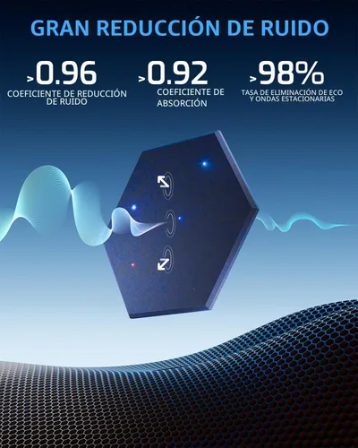 Vista 5 de ZenSonic Paquete de 12 paneles de espuma autoadhesivos a prueba de sonido para paredes de 12 x 10 x 0.4 pulgadas, paneles acústicos hexagonales