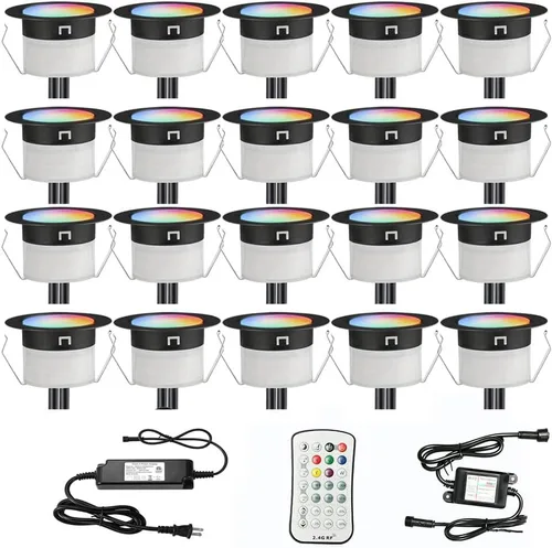 Vista 14 de FVTLED Kit de luces LED para cubierta, 20 piezas Φ1.22 D31 WiFi control de teléfono inteligente de bajo voltaje empotrado RGBW iluminación de Rgbw