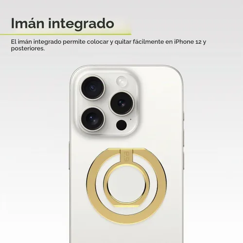 Vista 3 de PureGear Soporte Magnético con Anillo para Teléfono, Soporte Magnético con Anillo para Teléfono Compatible con MagSafe iPhone Air, 17, 17Pro Oro