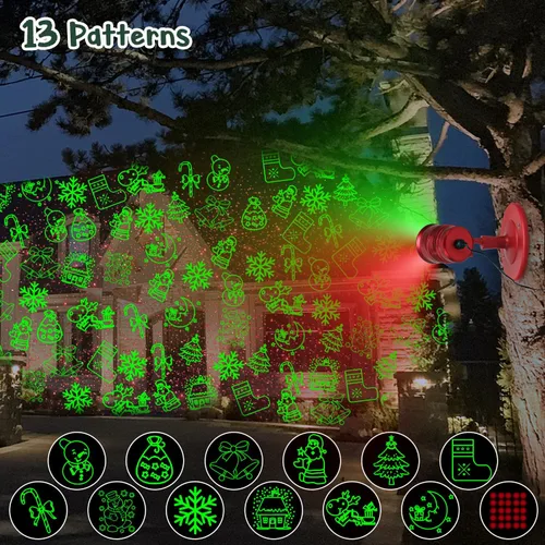 Vista 2 de Yinuo Candle Proyector láser de luces de Navidad con control remoto, decoraciones de Navidad al aire libre, proyector de luces decorativas