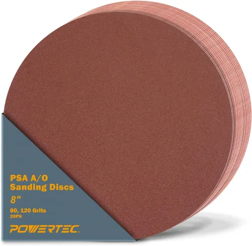 Vista 9 de POWERTEC 10 discos de lijado PSA de grano 60 de 8 pulgadas, papel de lija autoadhesivo de 8 pulgadas, para paneles de yeso, carpintería, pintura
