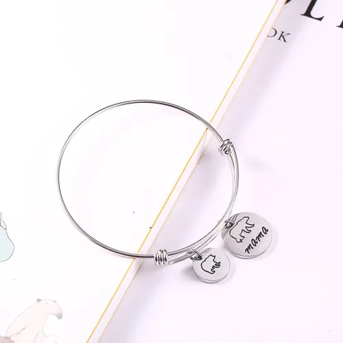 Vista 2 de Pulsera de oso de mamá con brazalete ajustable de 1, 2, 3 cachorros, regalo para mamá