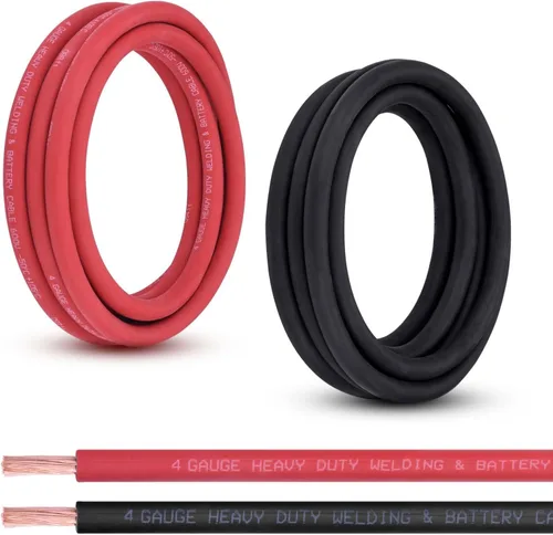 Vista 35 de Cable de batería calibre 1/0, 10 pies rojo + 10 pies negro, 1/0 AWG, alambre de cobre puro, cable de soldadura, para automotriz, batería, solar