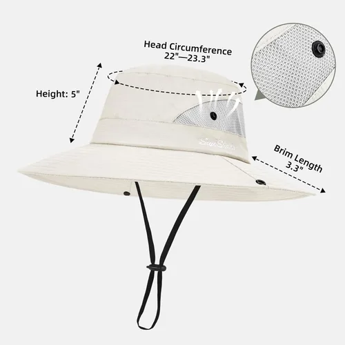 Vista 22 de Rosoz Sombreros de cola de caballo para mujer, protección UV, ala ancha 1 paquete-negro
