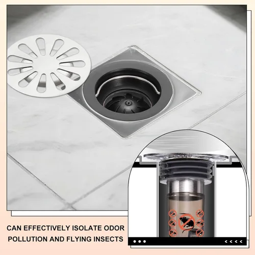 Vista 6 de uxcell 1 drenaje extendido antiolor para el suelo de ducha, de acero inoxidable de 2.6 pulgadas de alto, reflujo de drenaje de ducha de acero