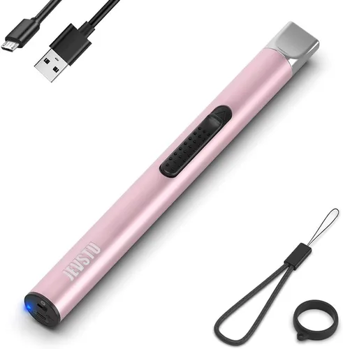Vista 12 de Encendedor de velas, eléctrico recargable con arco USB, resistente al viento, sin llama, encendedor de plasma de palo largo con cuerda y anillo, sin
