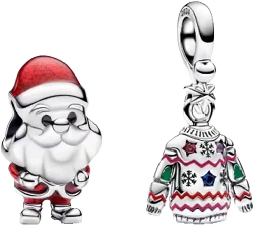 Vista 28 de Annmors S925 Silver Christmas Charms for Women Pandora Moments Bracelet Venado de Navidad