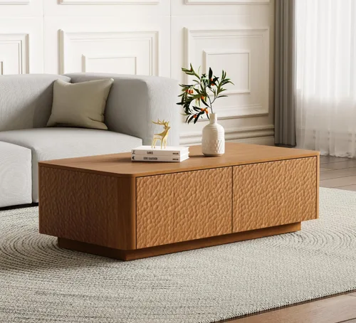 Vista 42 de Mesa auxiliar de madera, 39.37 pulgadas, cuadrada de mediados de siglo, mesa central de madera moderna de madera de fibropanel de densidad media