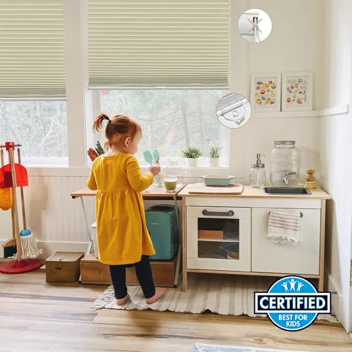 Vista 4 de Keego Persianas celulares opacas sin cordones, con diseño de panal de abeja, persianas para ventanas de dormitorio, para el hogar, fáciles de Beige