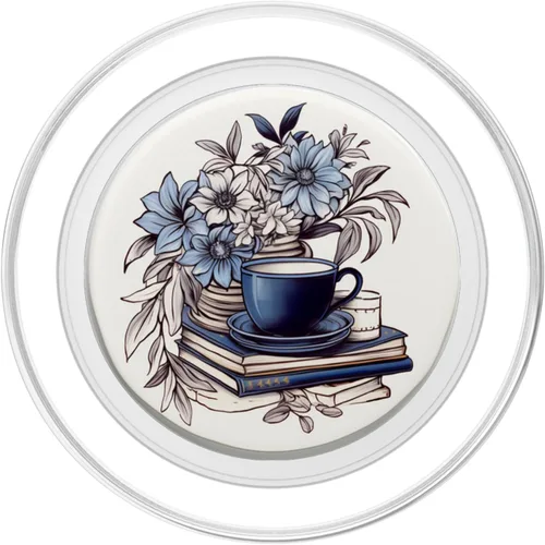 Vista 2 de Books Are My Therapy Lover Librarian Line Art Floral PopSockets MagSafe PopGrip para iPhone