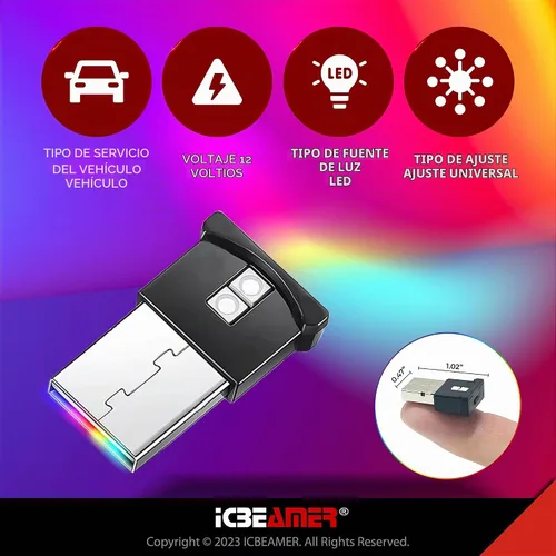 Vista 8 de ICBEAMER Smart USB 1-Paquete (Azul) Luz de Noche LED Automática Plug-in Miniatura para Coche, Van, Pickup, Camión, Interior, Maletero, Iluminación
